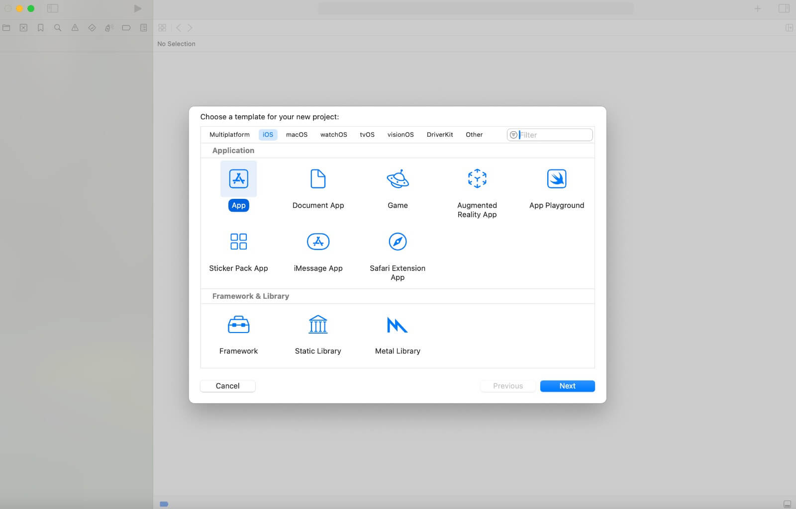 Creating new Xcode project
